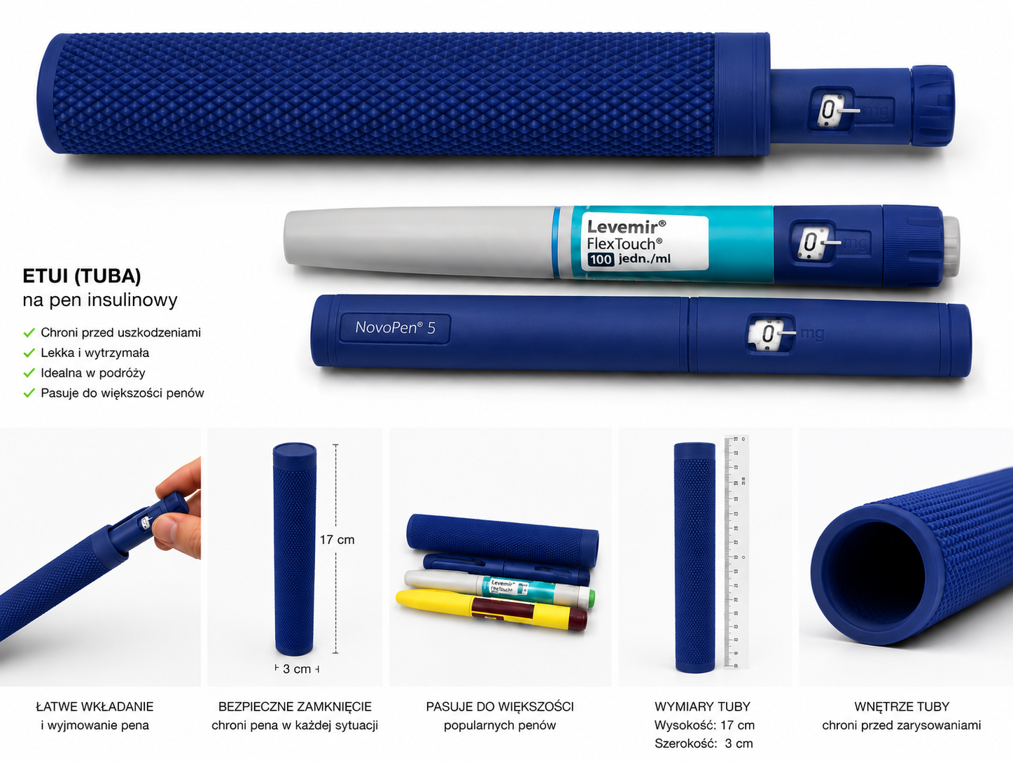 Etui ochronne na pen insulinowy - Granatowe - obrazek 2